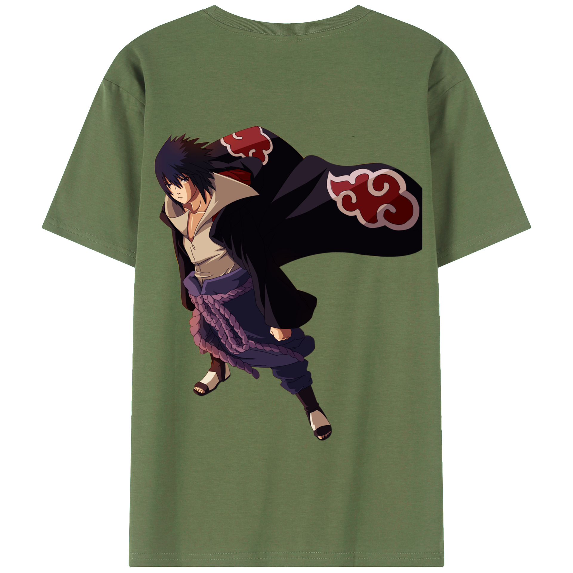 （画像用） NARUTO -ナルト- うちは サスケ Uchiha Sasuke 綿100％ メンズ半袖Tシャツ（バックプリント） 通気性